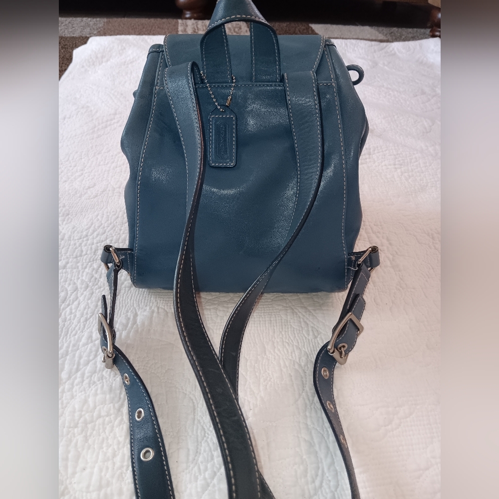 Coach Navy Leather Backpack - Picture 5 of 14
